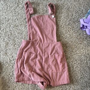 Kids Pink Corduroy Overalls